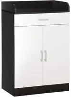 Mobiletto 1 Cassetto 2 Ante 60x40x90 cm in MDF Bianco e Nero