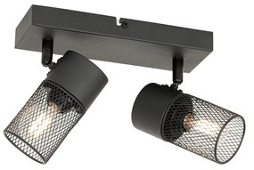 Faretto industriale nero 2 luci orientabile - Jim