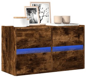 Mobile Tv A Parete Con Luci Led Rovere Fumo 80x31x45 Cm /