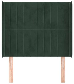 Testiera ad orecchio verde scuro 103x16x118/128cm in velluto