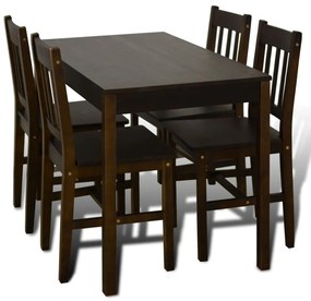 Set tavolo da pranzo con 4 sedie marrone