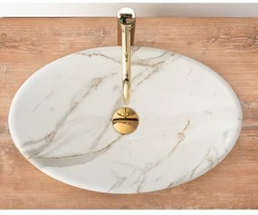 REA-U9685 - Lavabo da appoggio PAMELA 33x53 cm, in ceramica con decoro effetto marmo