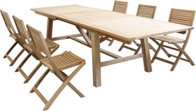 ORATOR - set tavolo in teak cm 160/240 x 90 x 77 h con 6 sedie Orator