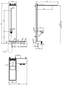 Colonna doccia con miscelatore termostatico 2 funzioni con comandi a pulsante soffione e doccetta anticalcare magnetica scorrevole cromo Hi FI 63043 G