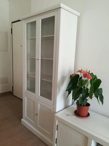 Vetrina classica in legno  bianco opaco 90x41x186 cm