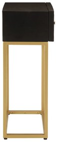 Tavolo consolle nero 90x30x76cm legno massello di mango e ferro