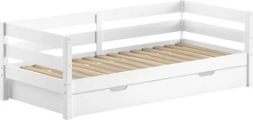Letto da bambini estraibile bianco in pino massiccio con rete inclusa 90x200 cm Margrit – Vipack