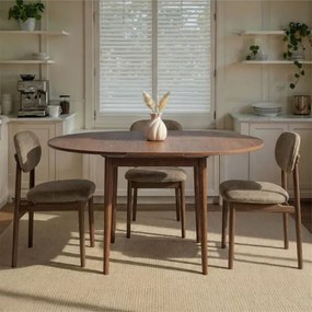 Tavolo Tondo Da Pranzo Allungabile 100-130 Cm Da Interno Viona Noce Scuro