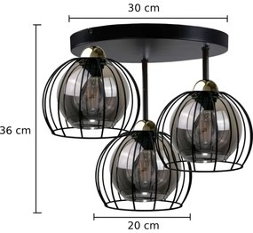 Lampadario a soffitto SOLO BLACK 3xE27/60W/230V Ø30 cm nero/oro