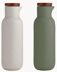Set dispenser aceto e olio in porcellana e legno di acacia Essentials 2 pz