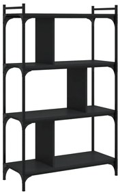 Libreria nera 4 ripiani 76x32x123 cm legno multistrato