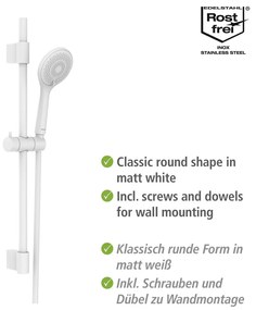 Set doccia bianco in acciaio inox 70 cm Watersaving - Wenko