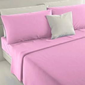 Completo lenzuola singolo in cotone tinta unita Collezione Casa  Colore Rosa, Dimensioni e Misure Singolo