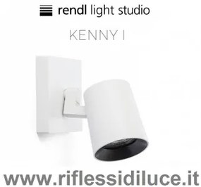 Rendl light kenny 1 faretto parete soffitto struttura bianca ghiera interna nera