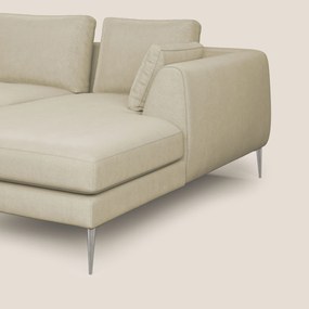 Plano divano moderno angolare con penisola in microfibra smacchiabile T11 panna