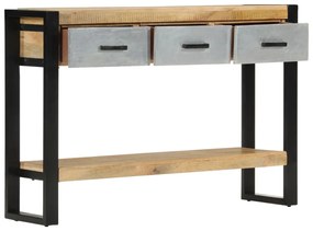 Tavolo consolle 110x30x76 cm in legno massello grezzo di mango