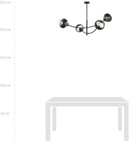 Plafoniera Contemporaneo Oceano Acciaio Nero 4 Luci E14 Ip20