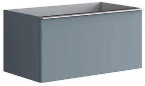 Mobile da bagno sotto lavabo Pixel plain blu laccato opaco L 80 x H 40 x P 45.5 cm 2 cassetti, lavabo non incluso