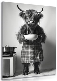Stampa su tela – Mucca con grembiule da cucina