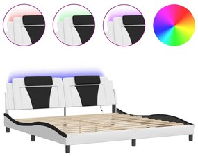Giroletto con luci led bianco e nero 200x200 cm in similpelle