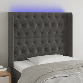 Testiera A Led Grigio Scuro 103x16x118/128cm İn Velluto /