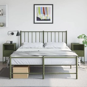 Comodini 2 Pz Verde Oliva 36x39x60,5 Cm İn Acciaio /