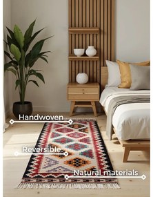 Passatoia rossa in lana reversibile/tessuta a mano 60x190 cm Kamal Kian – Nouristan