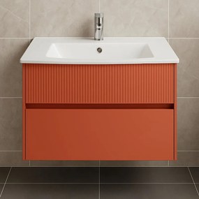 Mobile da bagno sotto lavabo Niwa rosso laccato opaco L 89.5 x H 50 x P 45.5 cm 2 cassetti, lavabo non incluso