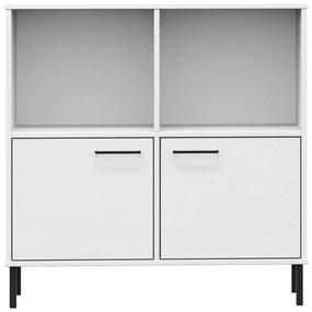 Libreria gambe metallo bianco 90x35x90,5 cm legno massello oslo