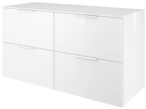 Mobile da bagno sotto lavabo Neo bianco laccato lucido L 120 x H 65 x P 48 cm 4 cassetti, lavabo non incluso