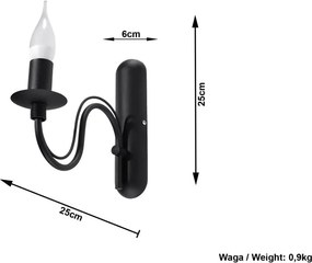 Lampada da parete nera in metallo Fiorano – Sollux