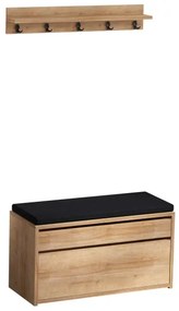 Appendiabiti da parete BOBY 15x80 cm + scarpiera 42x80 cm marrone/nero