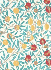 Morris & Co Carta da parati Simply Fruit - Green Indigo/ Madder