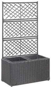 Letto Rialzato A Traliccio 2 Vasi 58x30x107 Cm Polyrattan Nero /