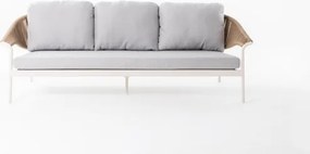 Salotto Da Esterno 5 Posti In Alluminio E Corda Con Tavolino Celia Bianco