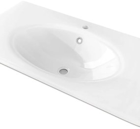 Lavabo integrale rettangolare Caravaggio L 91 x H 18 x P 46.5 cm in ceramica bianco