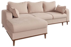 Divano angolare beige in velluto a coste (angolo sinistro) Beata - Ropez