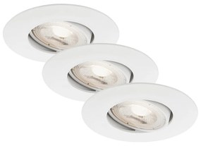 Set 3 Faretti Incasso Kulana Plastica Bianco Led Integrato 4,9W 3000K