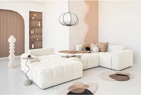 Divano angolare componibile color crema allungabile/con contenitore (con penisola a destra) Lulu – Miuform