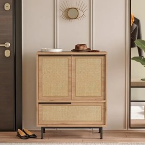 Scarpiera Da Ingresso Mobile Multifunzione 75x36x90 Con Piedini Neri Ocean Rafia