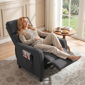 Poltrona Massaggiante  69x93x104 cm Reclinabile a 160° con Poggiapiedi e Telecomando Effetto Lino Grigio Scuro...