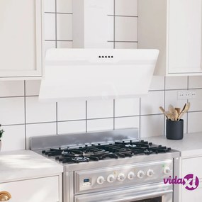 vidaXL Cappa a Parete 90 cm in Acciaio e Vetro Temperato Bianco