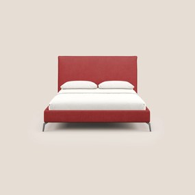 Iris letto imbottito con piedini neri sfoderabile in tessuto impermeabile T02 rosso