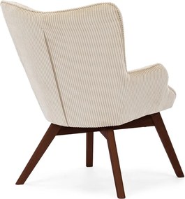 Poltrona beige con rivestimento in velluto a coste Niko – Ropez