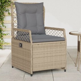 Sedie da giardino reclinabili 2 pz beige polyrattan