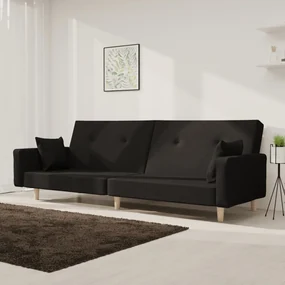 Divano Letto A 2 Posti Con 2 Cuscini Nero İn Tessuto /