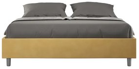 Letto matrimoniale e rete 160x190 in microfibra ocra Azelia