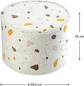 Pouf per bambini bianco con rivestimento in bouclé e ciniglia Terrazzo – Wigiwama