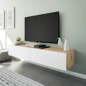 Mobile Soggiorno TV Sospeso 2 Ante 180 Cm Rovere E Bianco Kaway