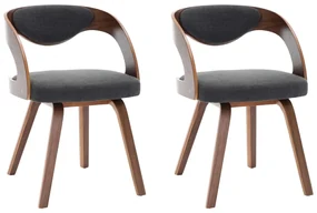 Sedie da pranzo 2 pz legno curvato e tessuto grigio scuro